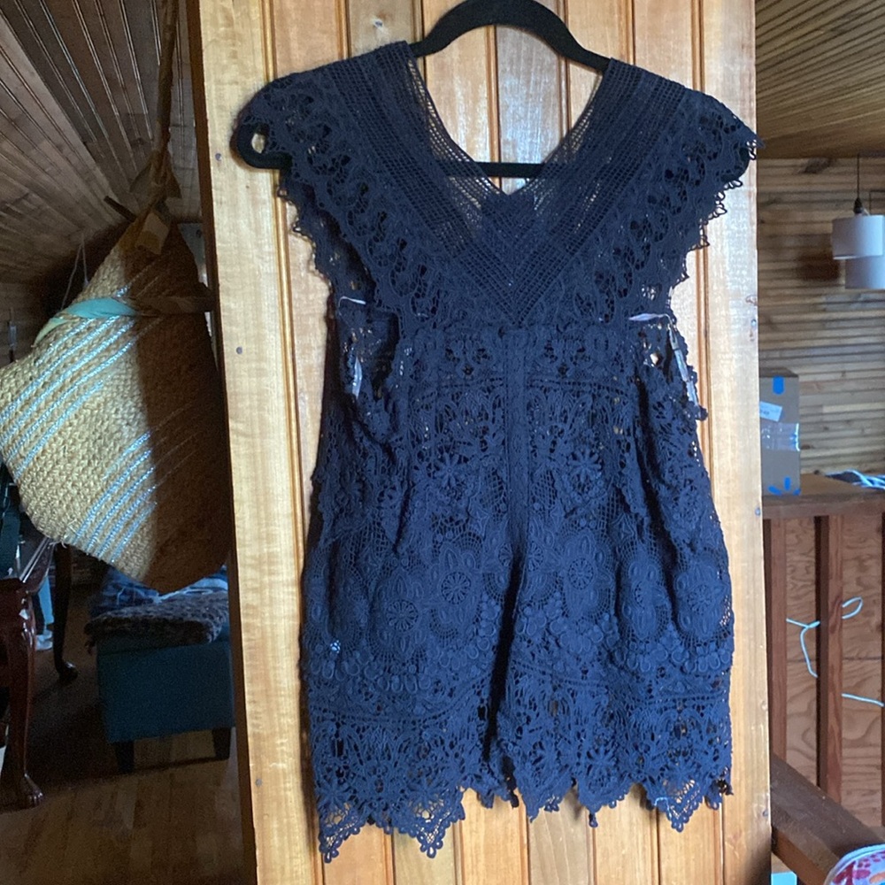 Johnny Was Navy Lace Blouse